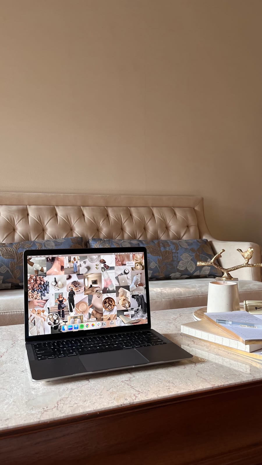 A digital mood board example open on a laptop