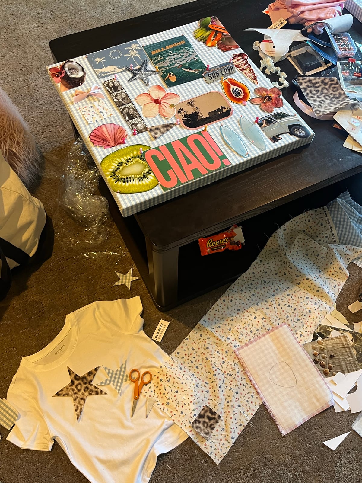 A travel mood board example with summer and beach imagery