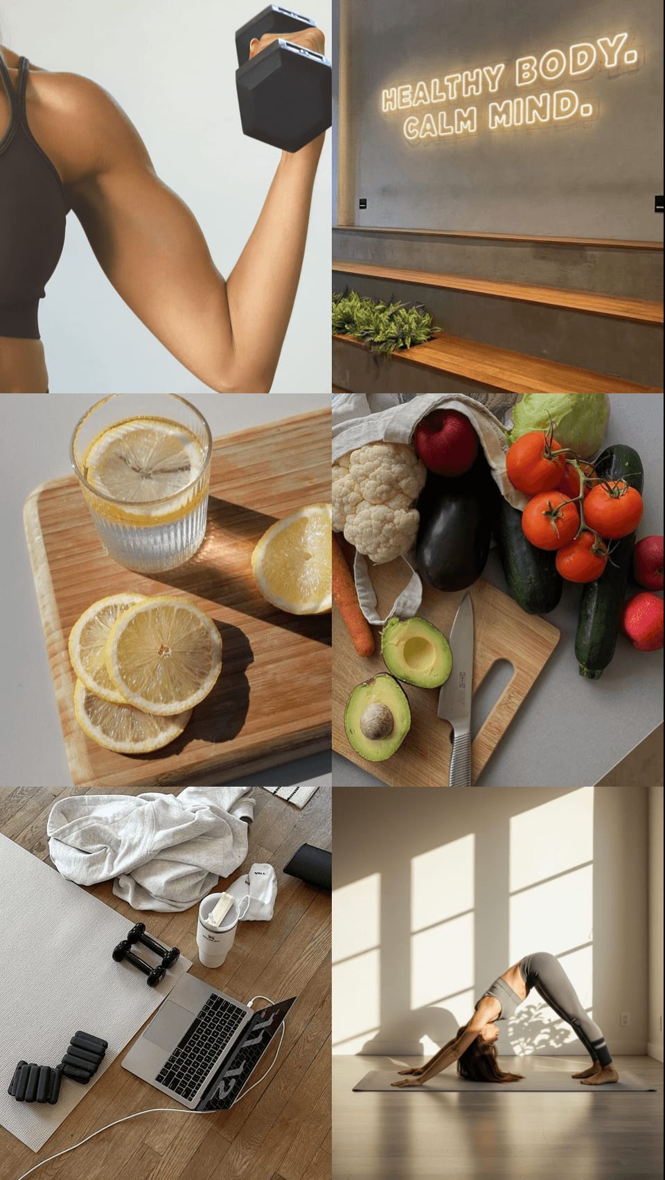 A health and wellness vision board made in Aethel — movement, food, and calm