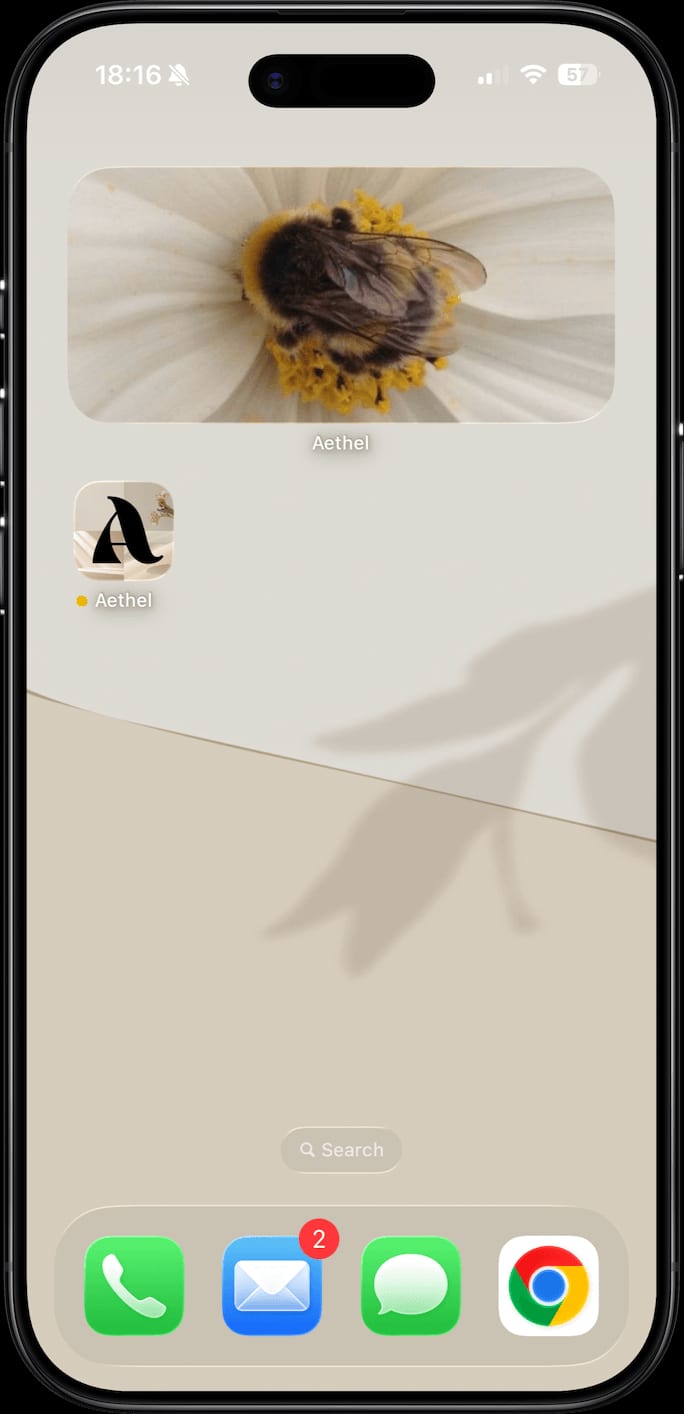 A medium Aethel mood board widget showing a bee on a white flower