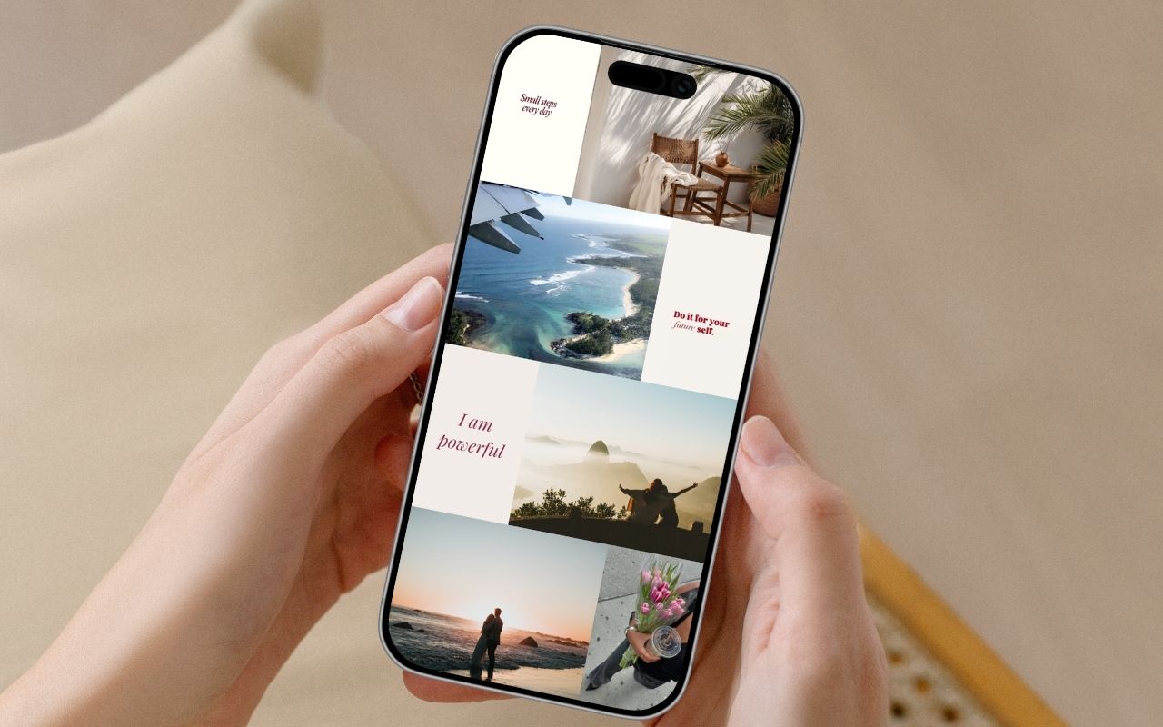 Digital vision board created on an iPhone with the Aethel app