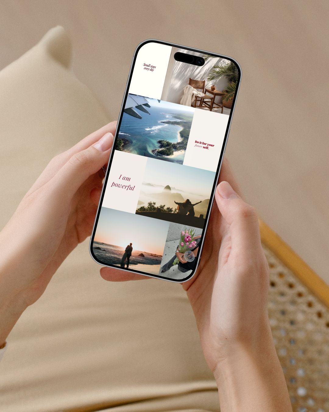 Beautiful aesthetic vision board created with Aethel on iPhone
